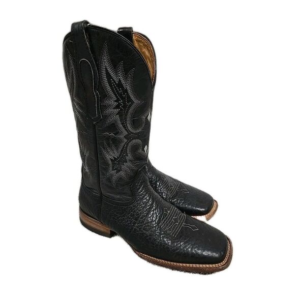Alfa Western Leather Cowboy Boots Black Men’s Size 28 EE/ US 10 / FITS 9 READ - Picture 2 of 11